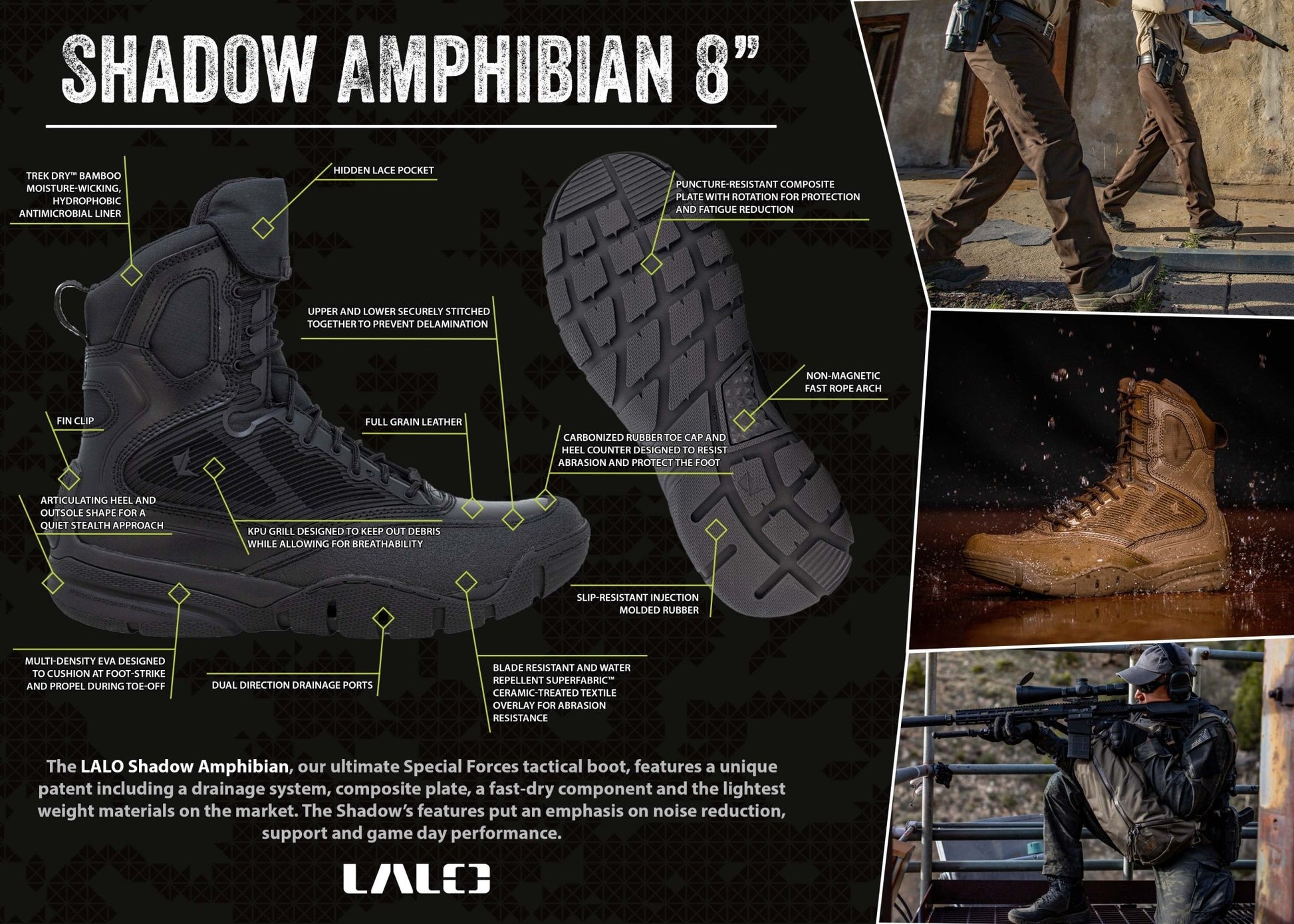 LALO SHADOW AMPHIBIAN 8" Boots Coyote - 1ML041 - CombatFootwear.com