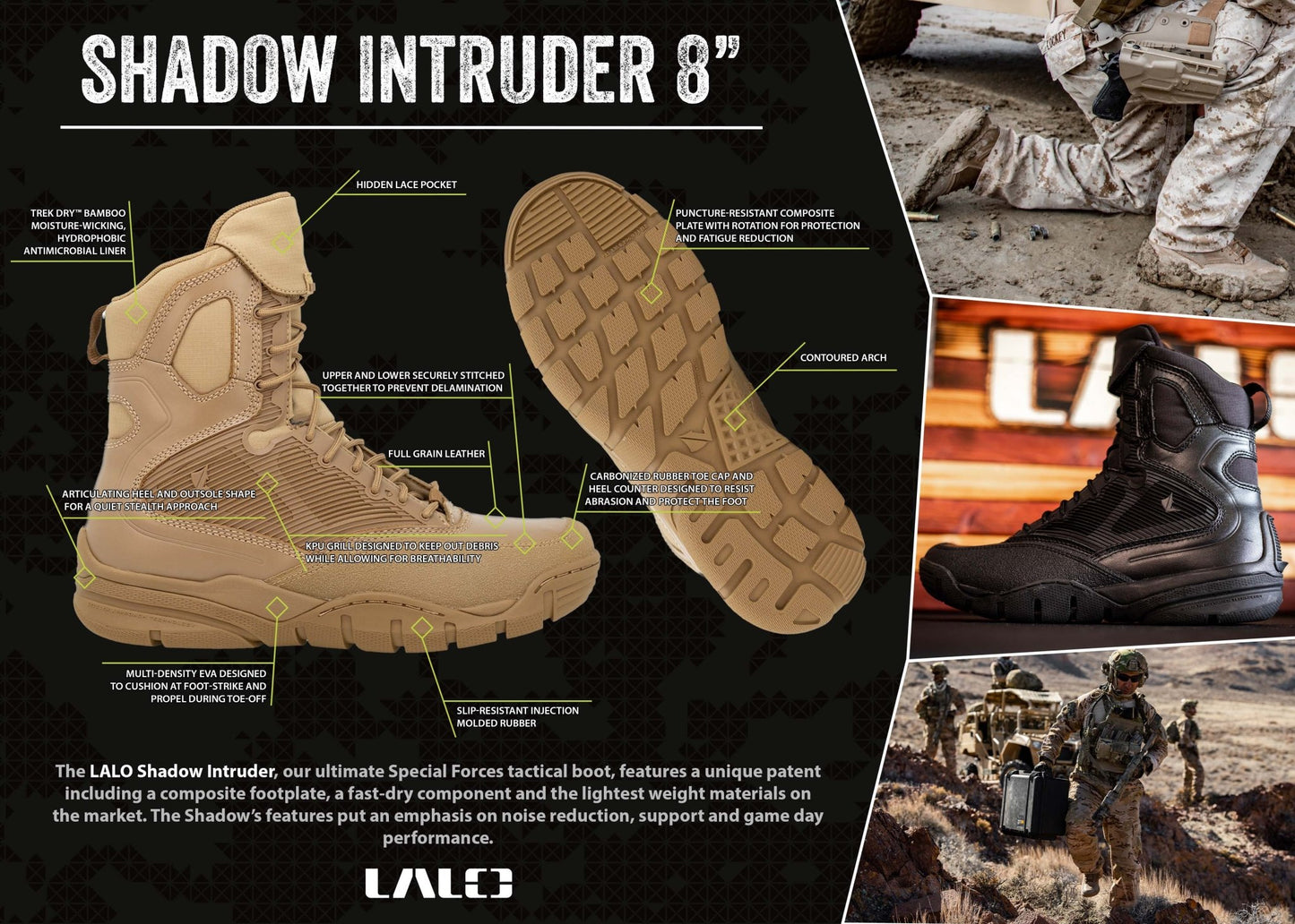 LALO SHADOW INTRUDER 8" Boots Black - 1ML047 - CombatFootwear.com