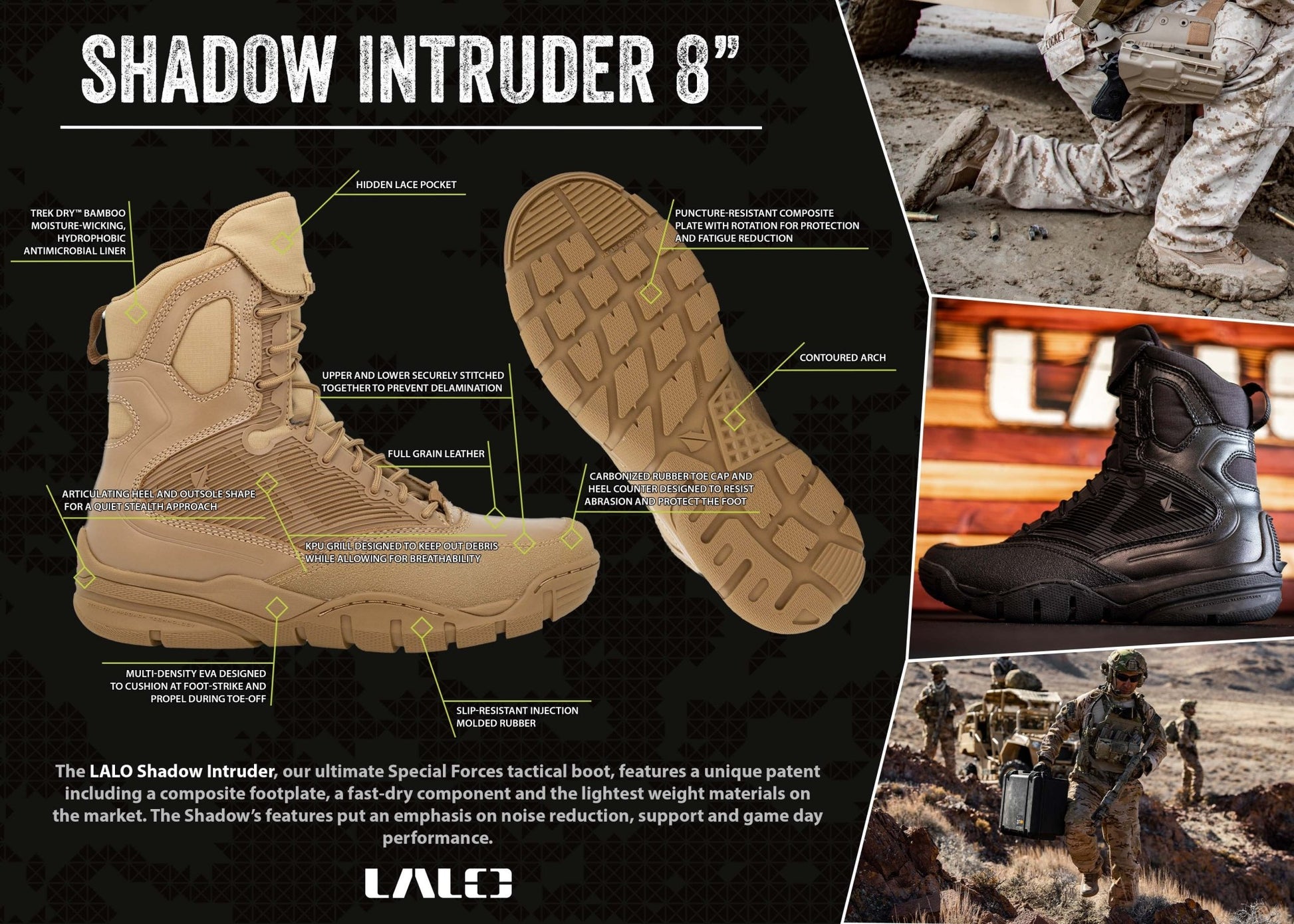 LALO SHADOW INTRUDER 8" Boots Coyote - 1ML047 - CombatFootwear.com