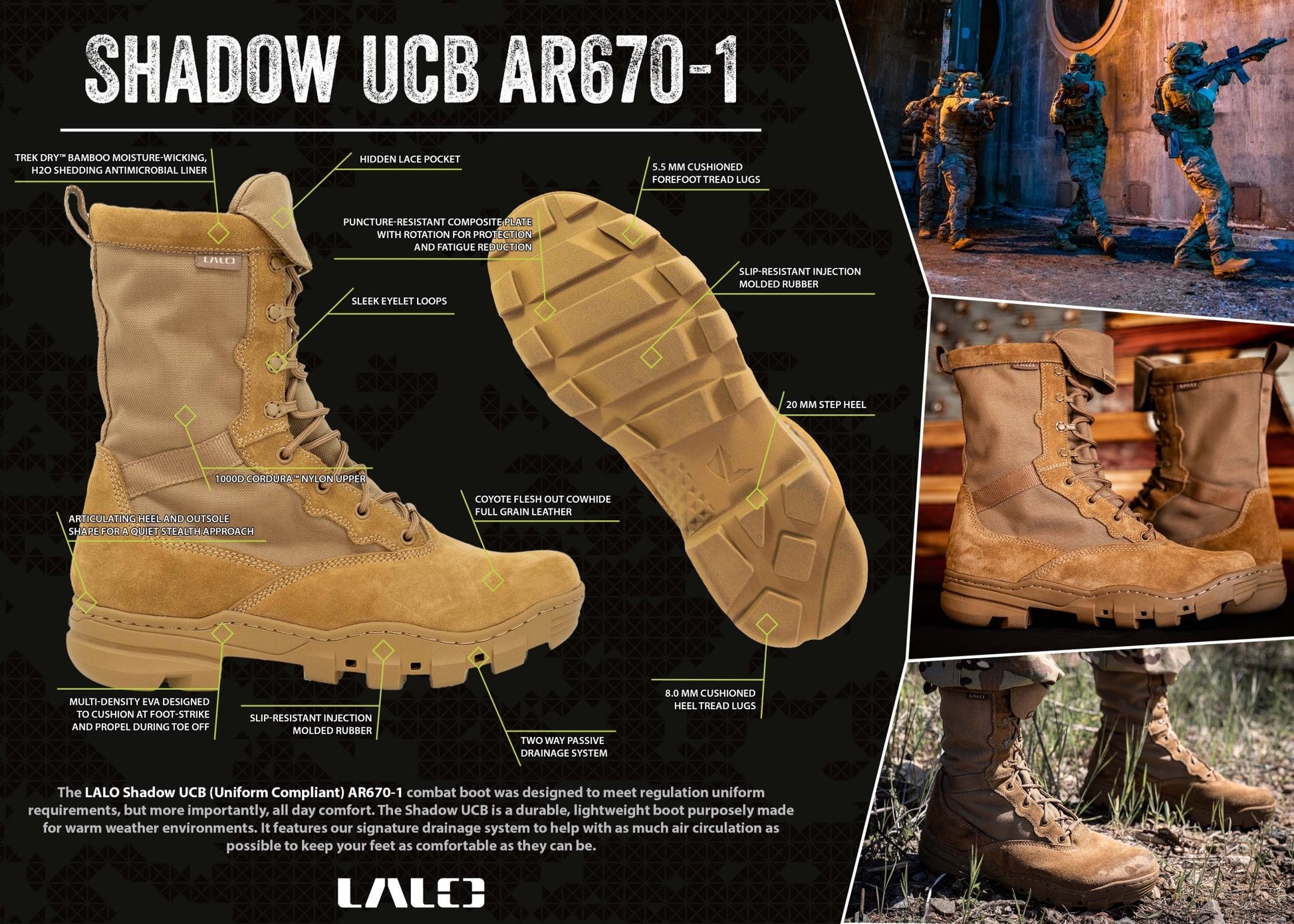 LALO SHADOW UCB 9" Boots (AR670 - 1) Coyote - 1ML072 - CombatFootwear.com