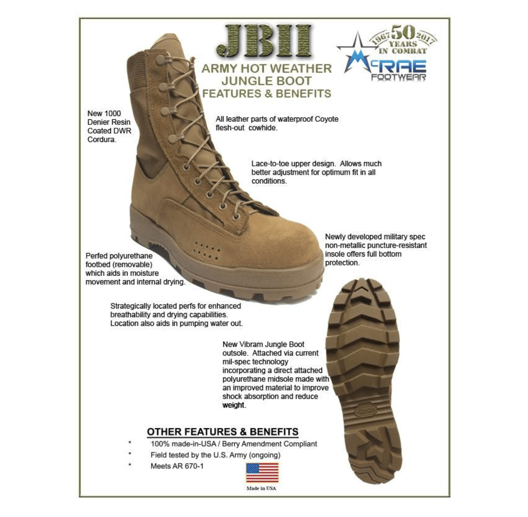 MCRAE JBII Army Hot Weather Coyote Leather Jungle Boots - CombatFootwear.com