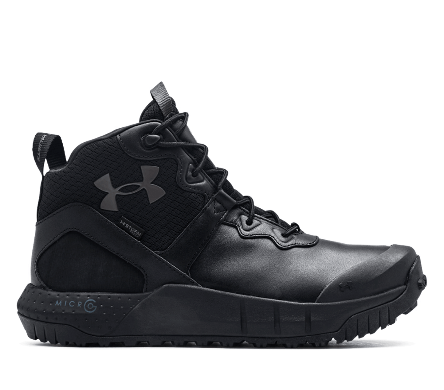 Under Armour Micro G® Valsetz Mid Black Leather Waterproof Tactical Boots - CombatFootwear.com