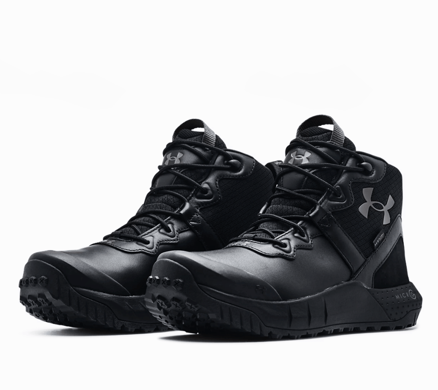 Under Armour Micro G® Valsetz Mid Black Leather Waterproof Tactical Boots - CombatFootwear.com