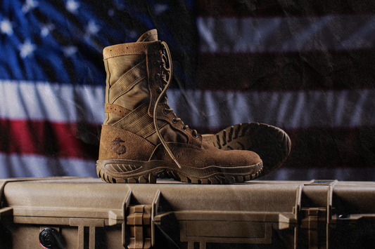 Belleville Military Boot with American Flag in background
