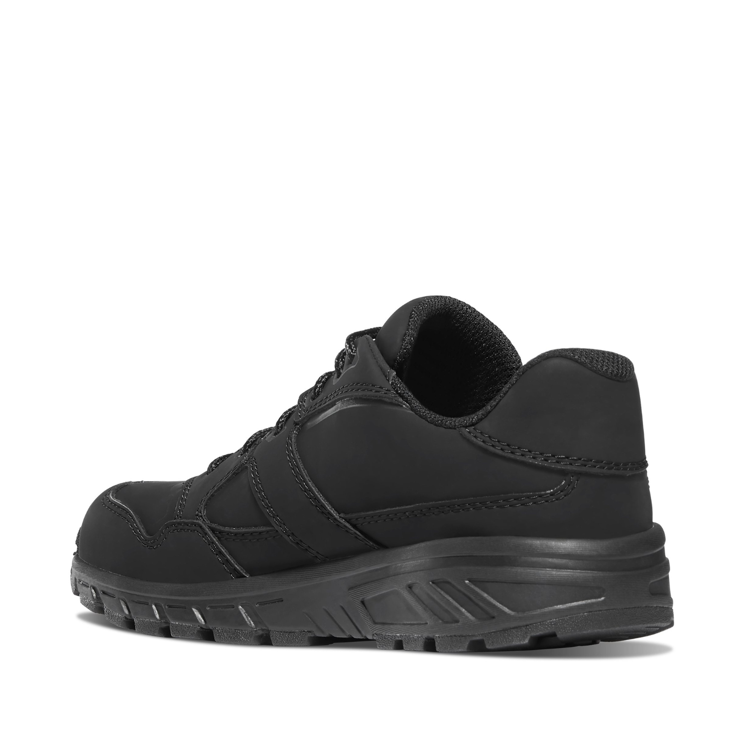 Black Danner athletic shoe on a white background_Rear_Inner_Profile