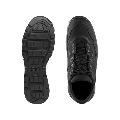 Black Danner sneaker shown from top profile and bottom sole on a white background