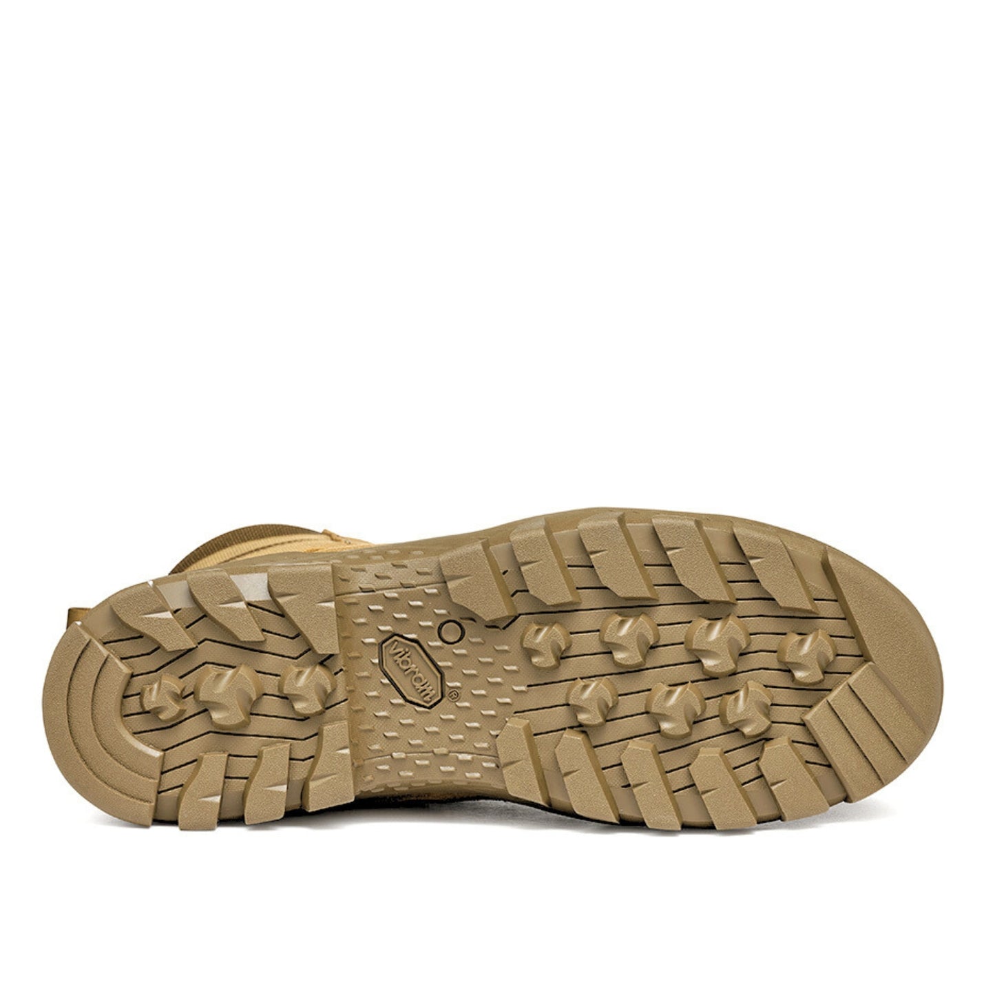 Bottom view of Garmont T8 Defense 8-inch boot showing Vibram lug outsole tread pattern