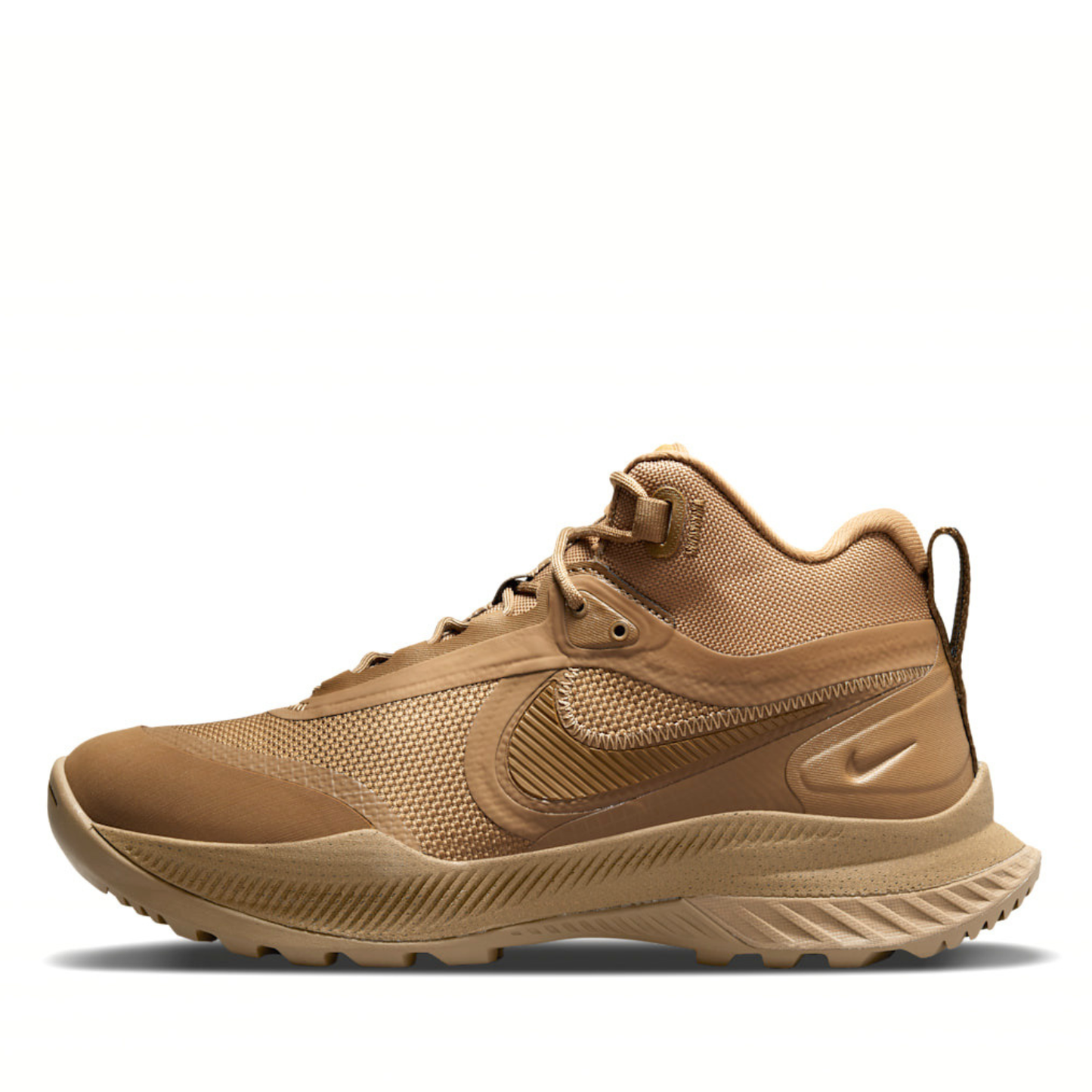Side profile image of the Nike React SFB Carbon Mid Coyote Tactical Boots CK9951-900, isolated on a clean white background.
