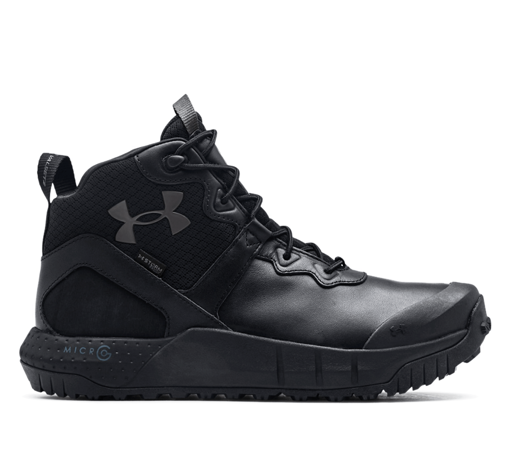 Under Armour Micro G® Valsetz Mid Black Leather Waterproof Tactical Boots - CombatFootwear.com