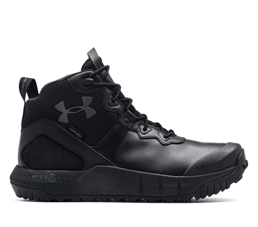 Under Armour Micro G® Valsetz Mid Black Leather Waterproof Tactical Boots - CombatFootwear.com